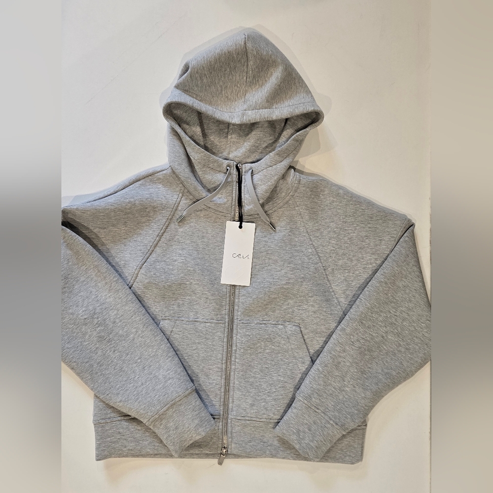 NWT- CALIA Soft Scuba Full Zip Hoodie Light Heather Grey Size Small - Picture 10 of 16